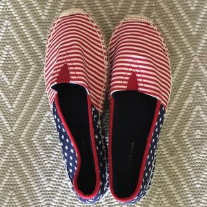 Red, white and blue espadrilles
